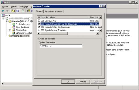 Définition du serveur de démarrage